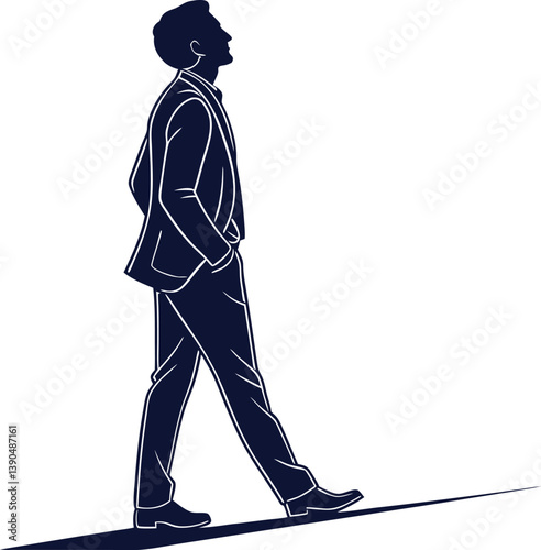 Silhouette of Person in Suit Walking