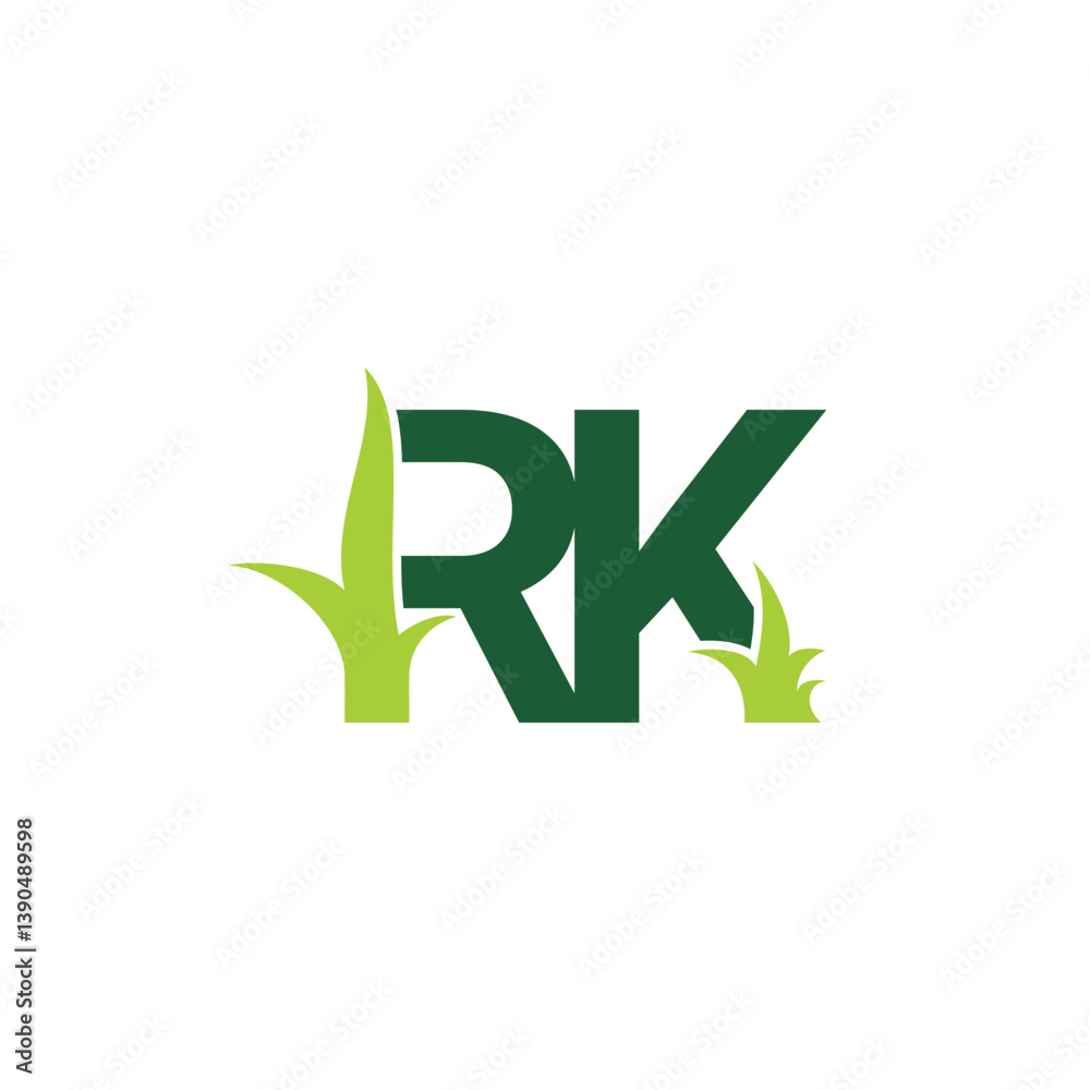 Initials Letters RK with Grass Logo Vector 001 Initials Letters RK with Grass Logo Vector 001
