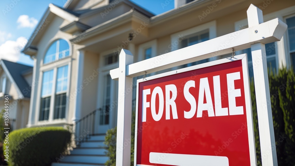 Sold Home For Sale Sign Displayed in Front of House Sold Home For Sale Sign Displayed in Front of House