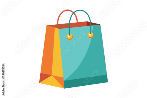 This design showcases a vibrant, modern shopping bag featuring bright colors and a sleek shape, ideal for retail branding or promotional uses.