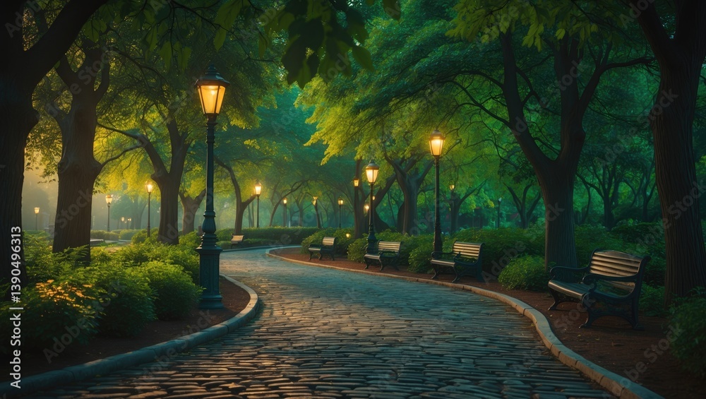 Obraz premium Stone Walkway in the Park