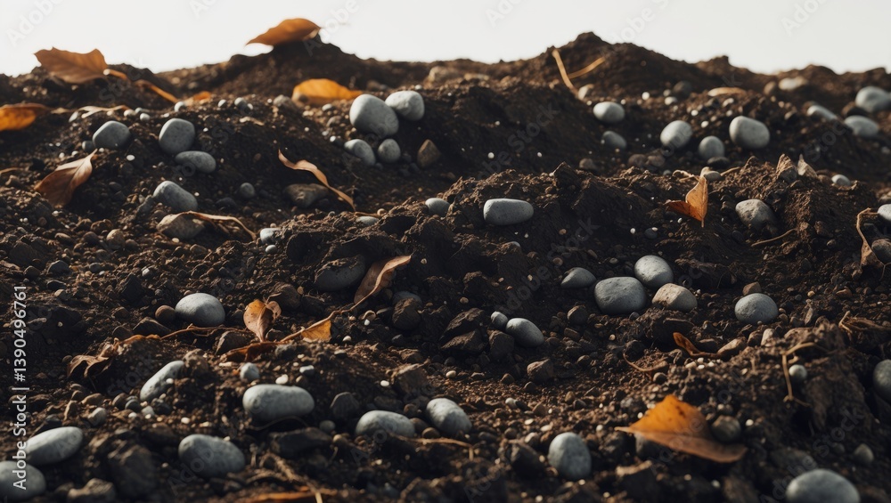 Soil or dirt segment with isolated background Soil or dirt segment with isolated background
