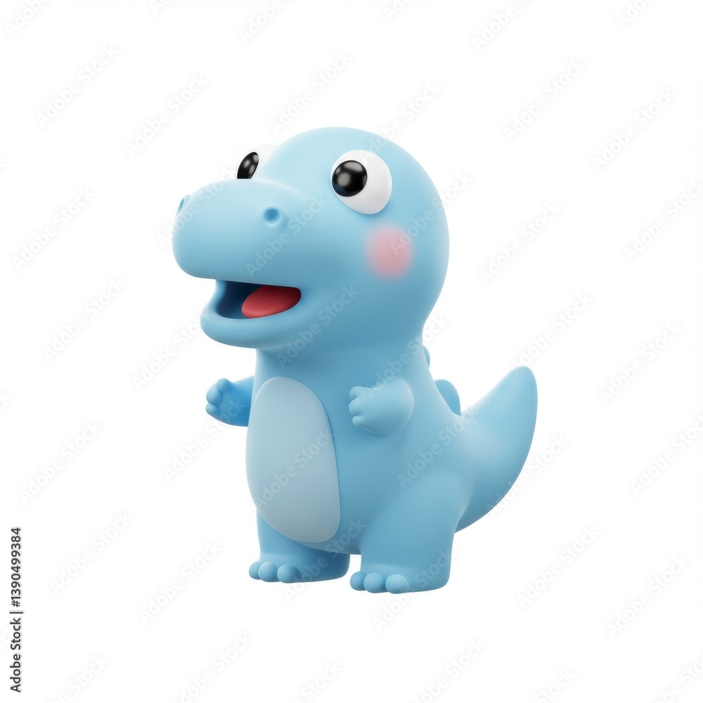 Cute blue dinosaur character with cheerful expression for kids' room decor Cute blue dinosaur character with cheerful expression for kids' room decor
