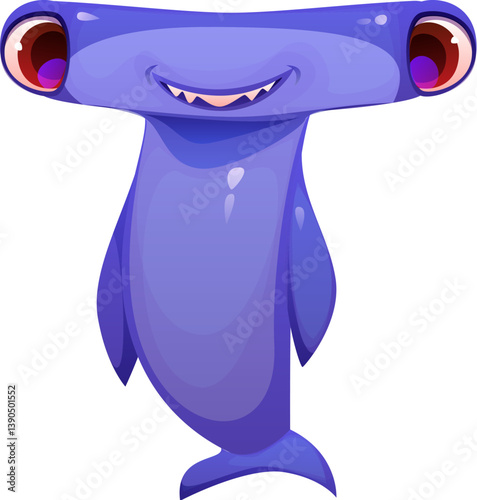Cartoon underwater font hammerhead shark letter T. Aquatic wildlife animal English typeset element, underwater life isolated vector ABC alphabet letter or sea nature creature latin font symbol