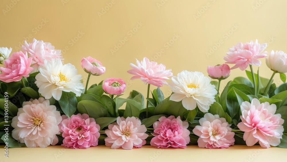 Summer flowers on a yellow backdrop.