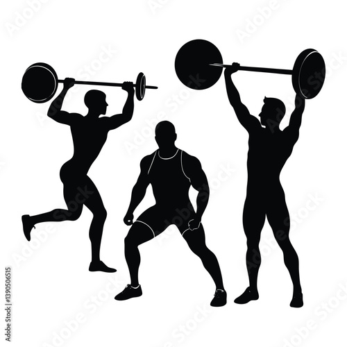 athletes doing cross fit silhouette style.
