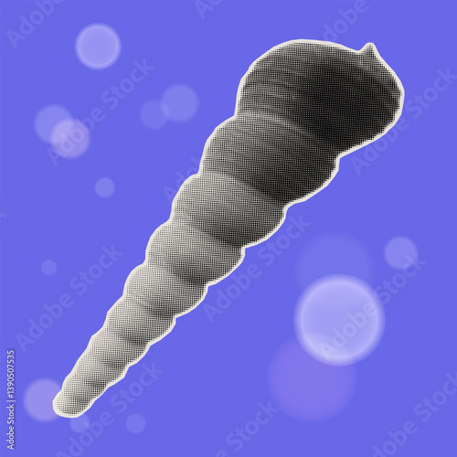 Seashell, sea life, underwater. Shell in sea, ocean or aquarium. Coastal wildlife, tropical conch. Contemporary collage art. Vector illustration.