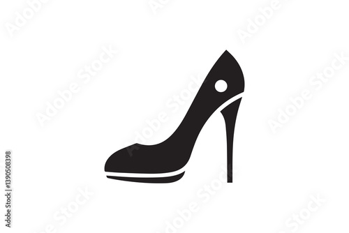 Symbol of simple high heel silhouette in a simple, minimalist vector on a white background