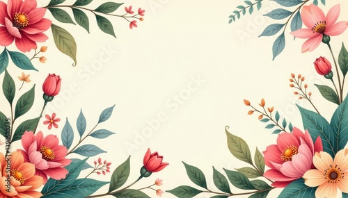 Subtle nature-inspired floral motif, muted tones, decor, tileable