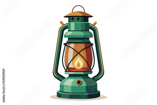 A classic oil lantern stands elegantly, radiating a soft glow that enhances the tranquil atmosphere, evoking feelings of nostalgia and warmth.