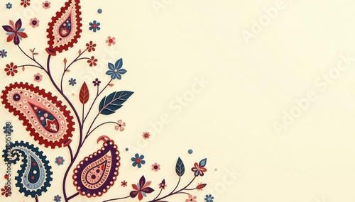 Subtle paisley motif on a cream background, minimalist design , minimal, decorative, surface