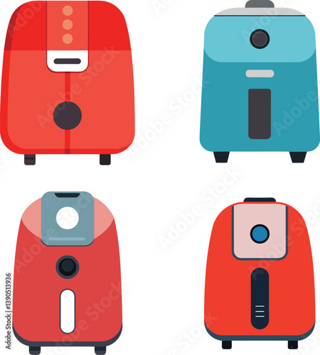 Vector illustration of a modern air fryer on a white background, clean flat design.