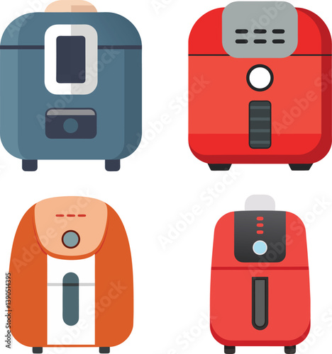 Vector illustration of a modern air fryer on a white background, clean flat design.