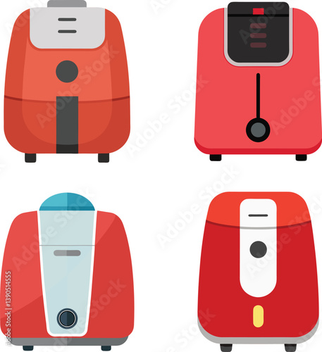Vector illustration of a modern air fryer on a white background, clean flat design.