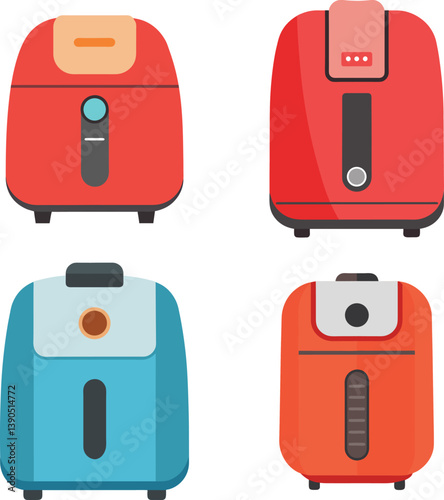 Vector illustration of a modern air fryer on a white background, clean flat design.