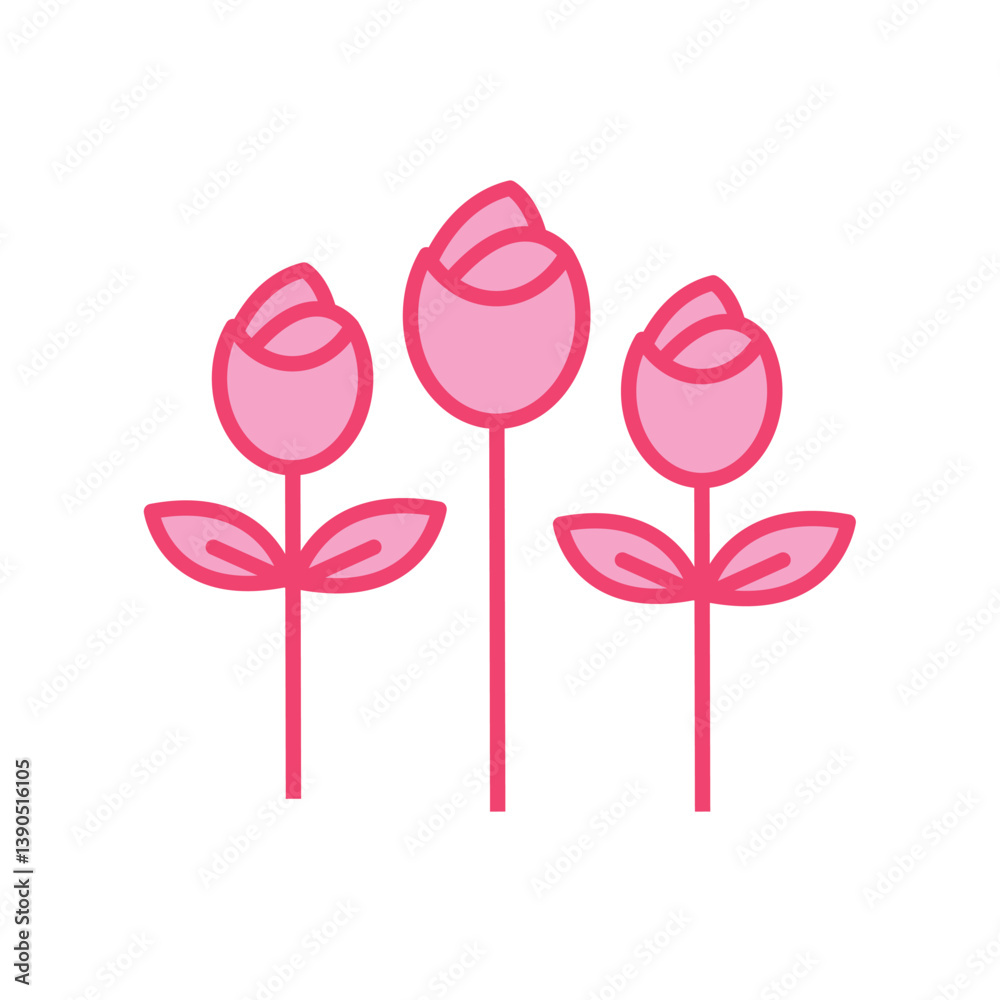 Fototapeta premium Vector image of a rose icon with a white background