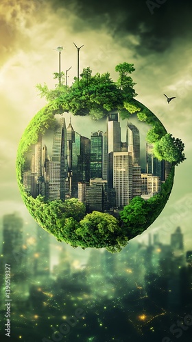 Concept of global growth through eco-friendly