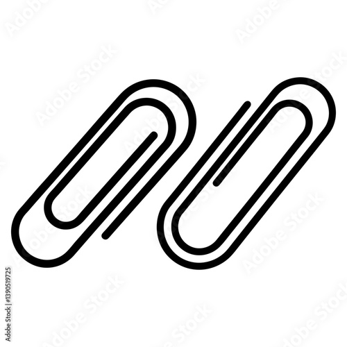 Paper clips set vector and Silhouette of simple paperclip art vector