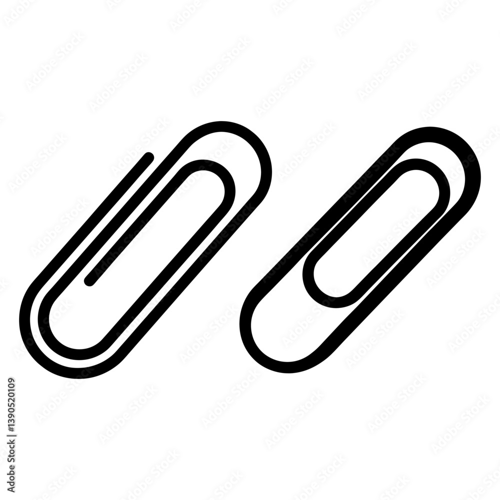 Paper clips set vector and Silhouette of simple paperclip art vector Paper clips set vector and Silhouette of simple paperclip art vector