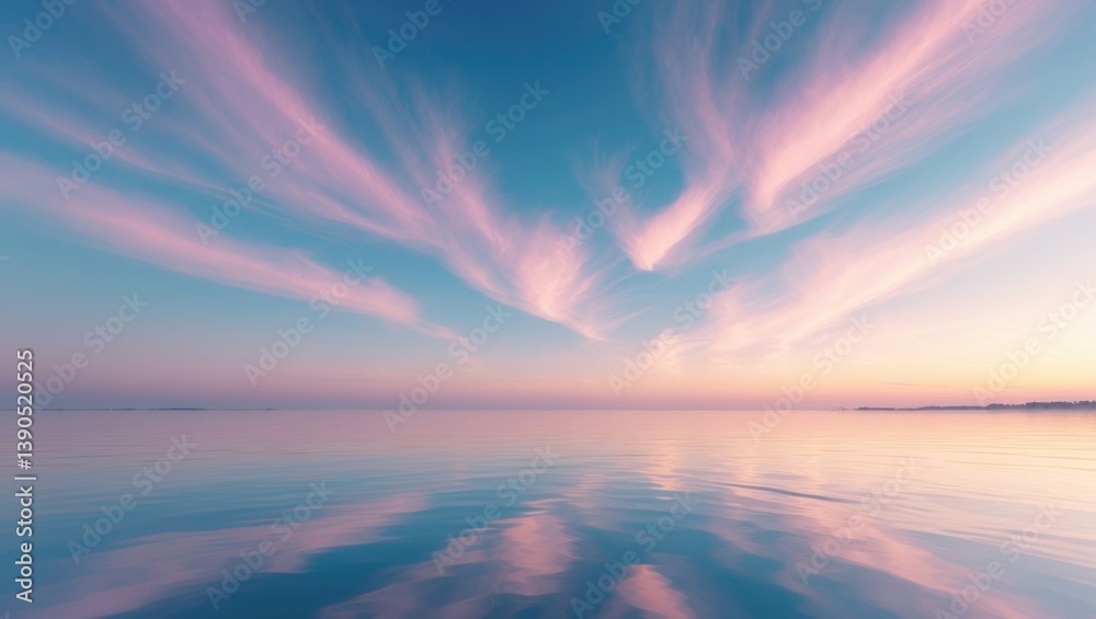 Obraz premium Breathtaking summer twilight view of sky and water.