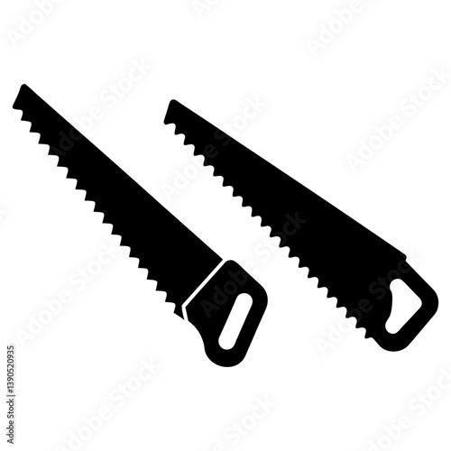 Hand saw set vector and Silhouette of simple carpenter tools art vector