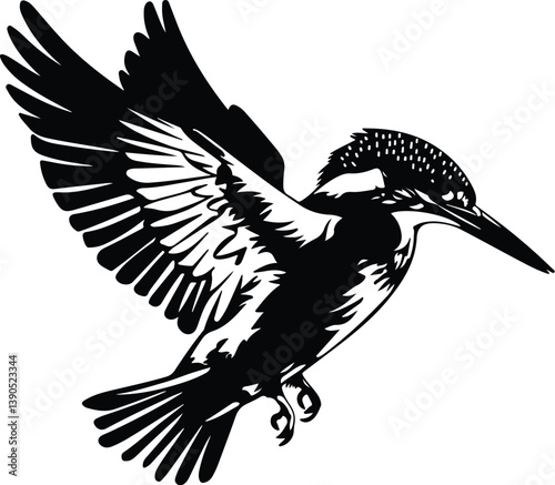 Kingfisher Silhouette Set | Bird Outline Vector Collection