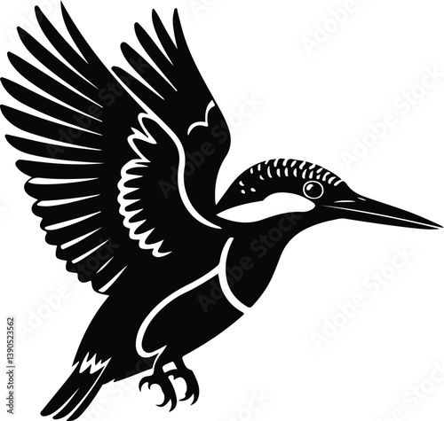 Kingfisher Silhouette Set | Bird Outline Vector Collection