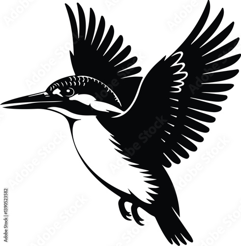 Kingfisher Silhouette Set | Bird Outline Vector Collection
