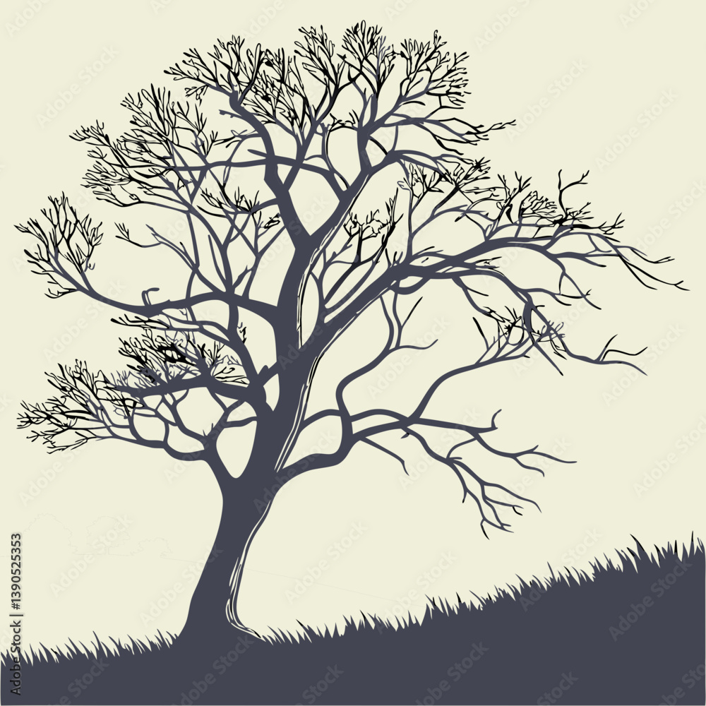Fototapeta premium silhouette of a dead tree vector illustration.