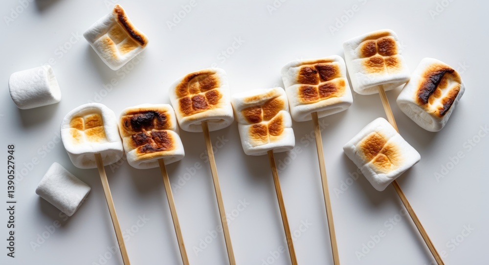 Isolated BBQ Marshmallow Sticks on a White Background Isolated BBQ Marshmallow Sticks on a White Background
