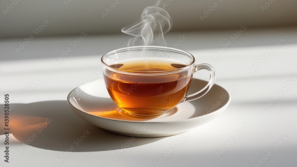 Perfumed tea served in a glass cup on a white backdrop Perfumed tea served in a glass cup on a white backdrop