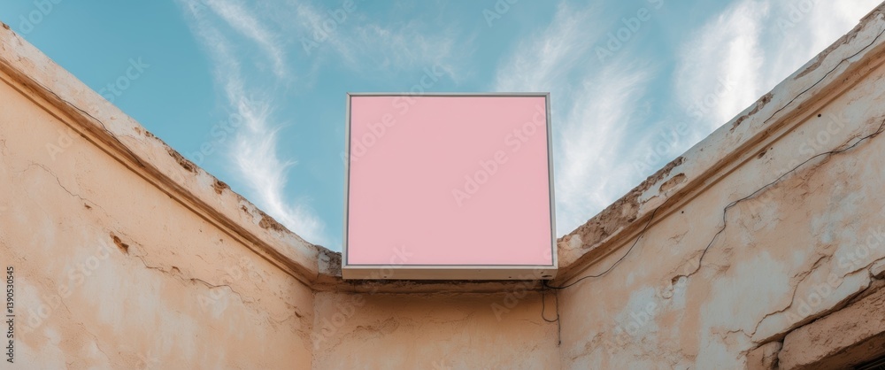 Fototapeta premium Mockup of a square signboard with empty space