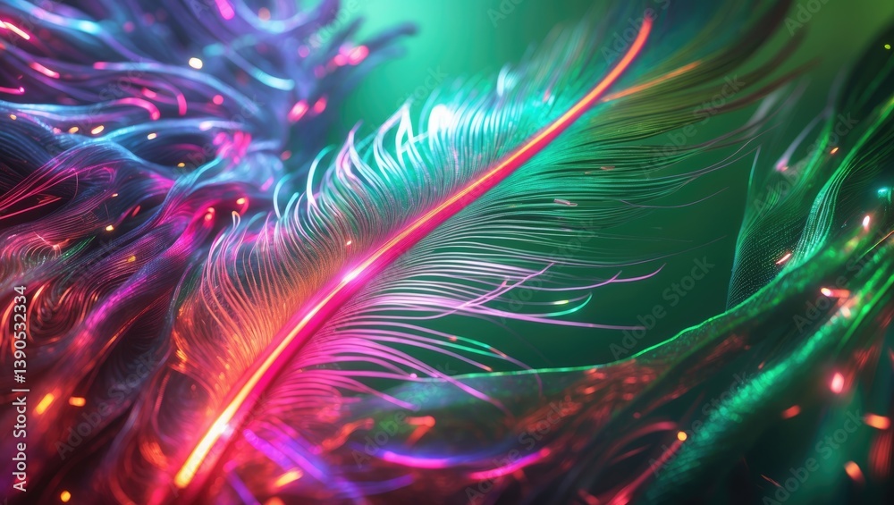 custom made wallpaper toronto digitalNeon Multi-Colored Light of Bird Feathers