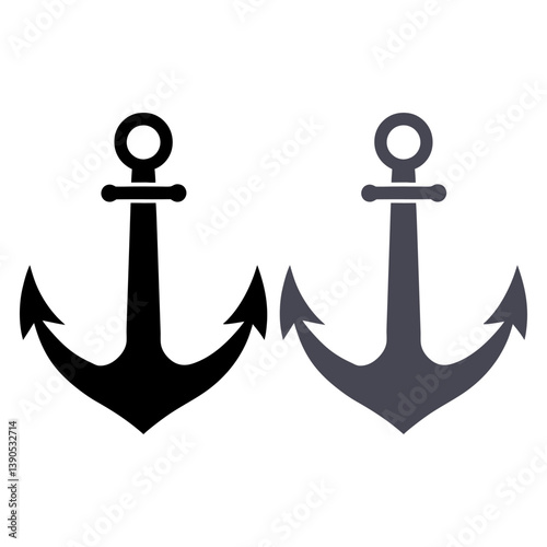 Anchor vector and Silhouette of simple ship anchor art vectors