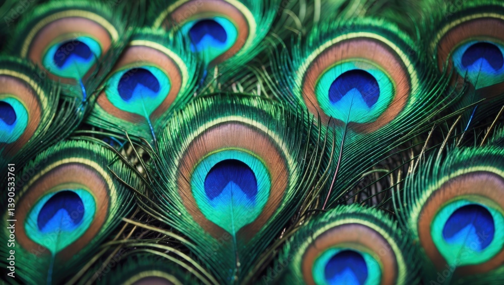 Obraz premium Backdrop featuring stunning peacock feathers with vibrant eyes