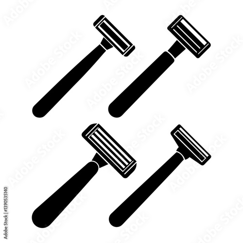 Shaving razor vector and Silhouette of razor flat icon collections