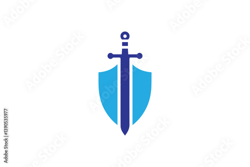 simple Shield with sward silhouette icon vector isolated in white background