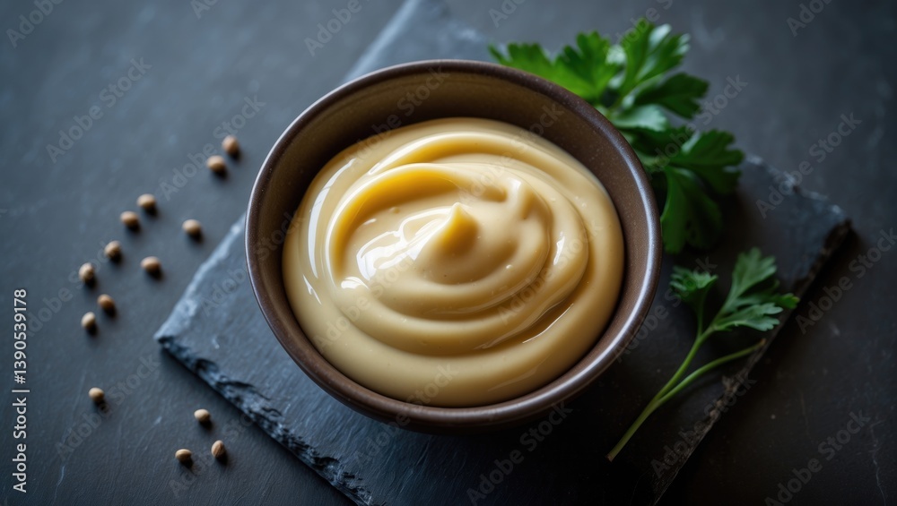 Mayonnaise in a bowl with a backdrop Mayonnaise in a bowl with a backdrop