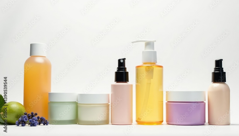 custom made wallpaper toronto digitalWhite background showcasing diverse skincare products, products, spa