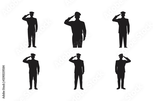 soldier silhouette saluting vector art silhouette