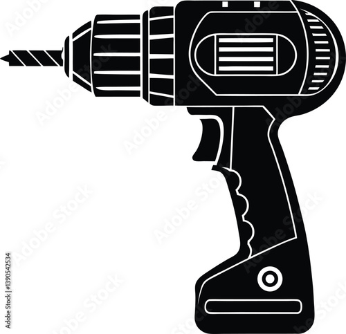 Power Drill Silhouette Vector