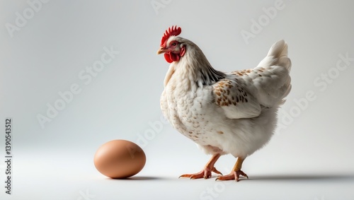 Wallpaper Mural White hen and egg on a white background. Torontodigital.ca