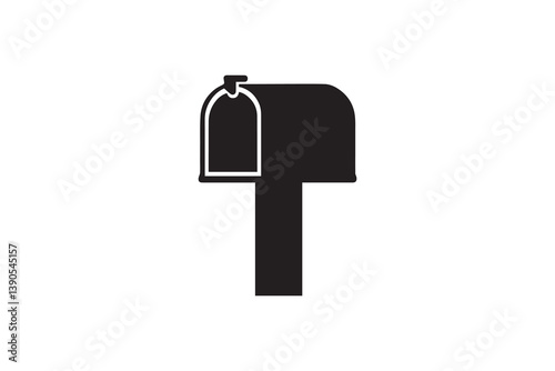 simple Vintage mail box silhouette icon vector isolated in white background