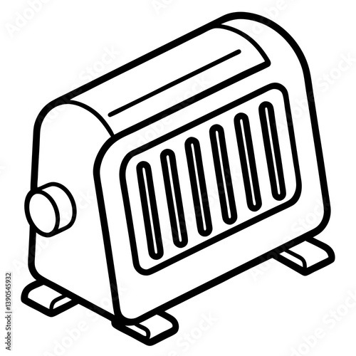 Minimal Heater Vector Illustration on White Background