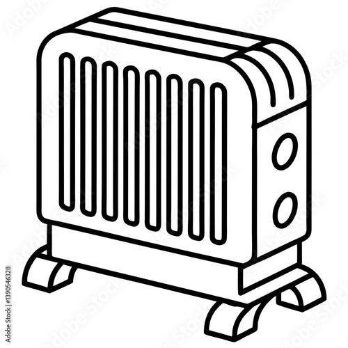Minimal Heater Vector Illustration on White Background