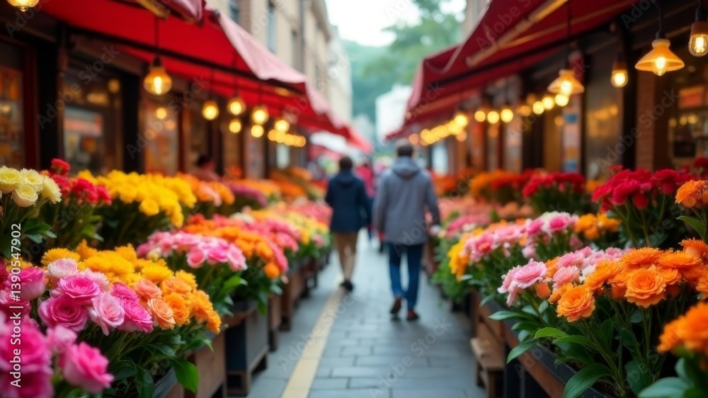 Fototapeta premium open flower market on the street.