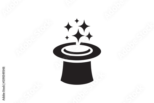 simple Magician top hat silhouette icon vector isolated in white background