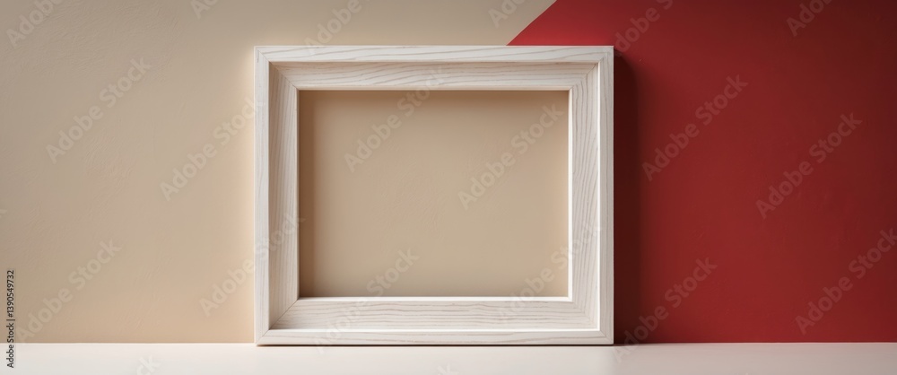 white frame on red and gray backdrop white frame on red and gray backdrop