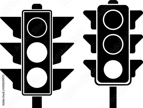 Traffic light vector and Silhouette of lights art collection