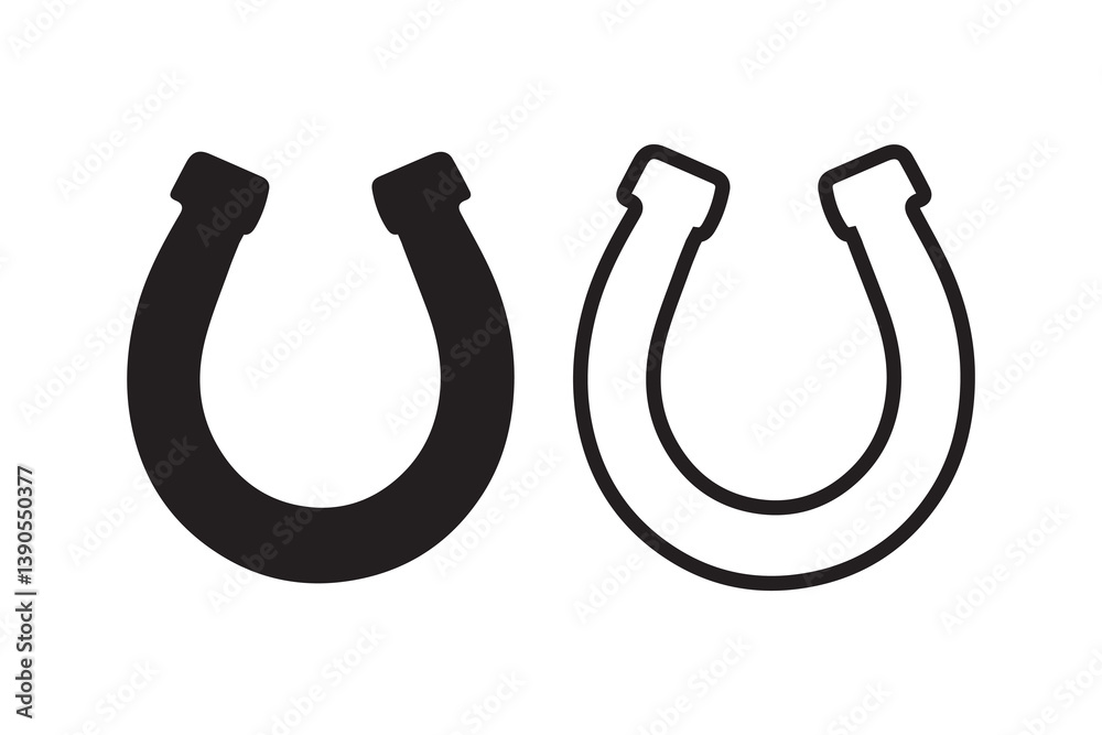 Symbol of simple Horseshoe silhouette in a simple, minimalist vector on a white background Symbol of simple Horseshoe silhouette in a simple, minimalist vector on a white background